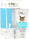 PetSol Dental Care Kit Cat Toothpaste (50g) with 2 x Pet Toothbrushes - slightly damage box - (ref E410)