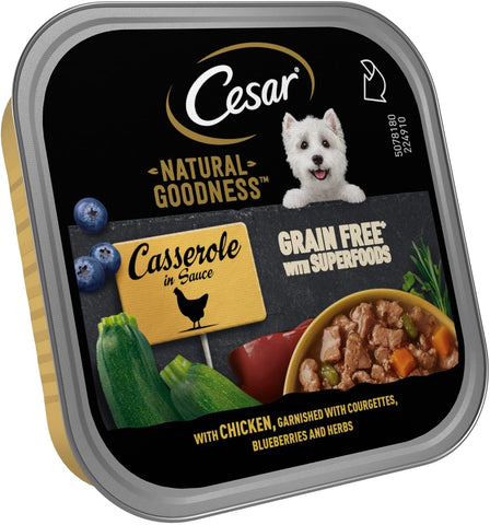 Cesar Natural Goodness Casserole, Dog Food with Chicken in Gravy 100 g, best before 01/26