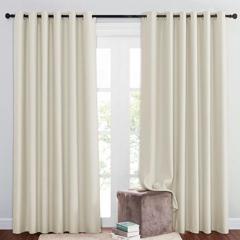 PONY DANCE Thermal Insulated Curtains for Living Room , 2 panels , light beige , 90x84inches , new but creased , no original packaging