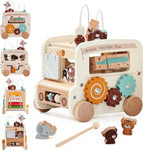 OESSUF Wooden Baby Montessori Bus Toy, New but no original packaging