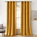 Woaboy Super Soft Velvet Curtains 90 Drop Luxury Eyelet Drapes W 46 x L 90 Mustard Yellow 2 Panels- new but no original packaging