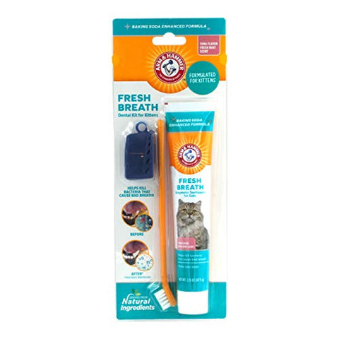 Arm and Hammer Fresh Breath Dental Kit for Kittens Cat Toothbrush and Toothpaste 65.5g - Best Before 04/23 - (REF TG8-3)