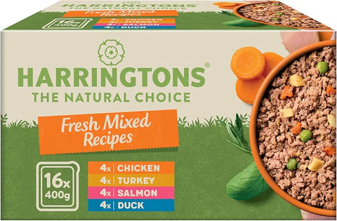 Harringtons Complete Wet Tray 16x400g - Chicken, Salmon, Turkey & Duck best before 5/26