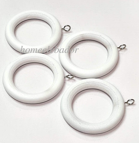 38mm Wooden Curtain Hanging Ring Hooks White Pack of 24, condition new, open pack