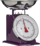 Premier Housewares Retro Kitchen Scales with Bowl Stainless Steel 5kg Food Scales Weighing, Purple-new but small dent and chip on paint to the back of the base, hardly visible, damaged opened box