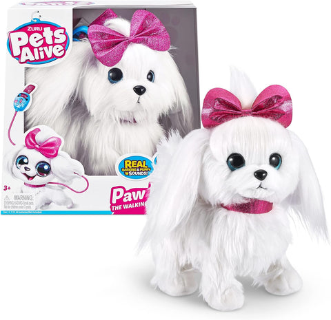 Pets Alive Lil' Paw Paw The Walking Puppy Robotic Toy, Electronic Plush, by ZURU, Pink, used-very good condition, open/broken box