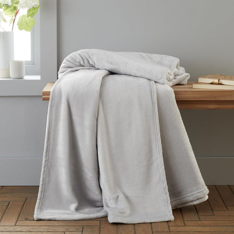 Catherine Lansfield Extra Large Raschel Velvet Touch 200x240cm Blanket Throw Silver Grey new, no packaging