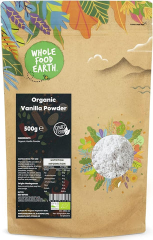 Wholefood Earth Organic Vanilla Powder 500 g | GMO Free | Certified Organic- Best Before 20/07/24- (Ref TG9-2)