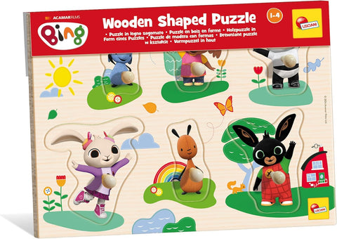 Lisciani - BING Wooden Puzzle, New, but broken packaging, 2 puzzles miss button