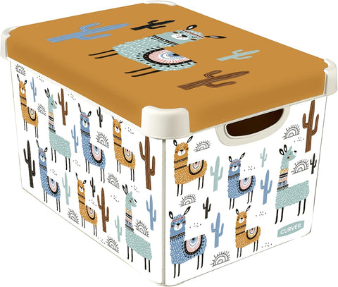 Curver Stockholm Llama Rectangular Deco Storage Box 22L, Used- very good, slightly dented lid, some dust marks, no original packaging