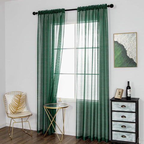 DUALIFE Emerald Green Sheer Curtains 84 inch Length Hunter Green 2 Panels- new but missing original packaging