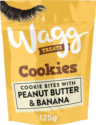 Wagg Cookie Bites Peanut Butter & Banana Dog Treats 125g, best before 11/25