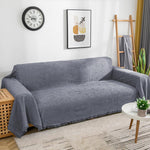 VANJOROY Large Grey Sofa Throw Blanket with Tassels For 2 3 Seater, 130×180cm- used very good, wash before use