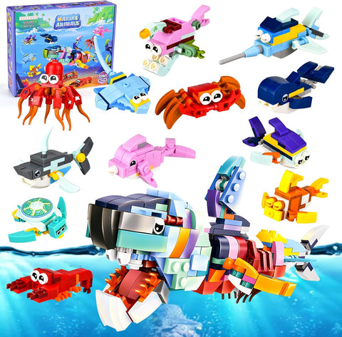 12 Pack Marine Organism Building Blocks, New but open, scruffy box