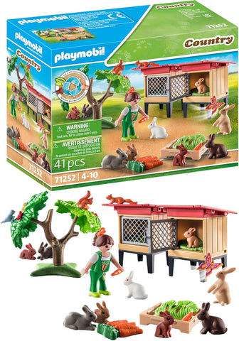 Playmobil Country Rabbit hutch, Used- very good but missing 2 rabbits, scruffy box