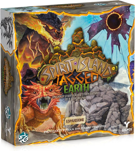 Spirit Island Jagged Earth, Italian Version, New but Island E board has a broken bit, can be taped, open, scruffy box