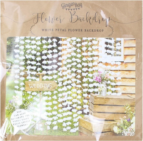 Ginger Ray White Faux Flower Wedding Day Backdrop Wall, New but scruffy packaging