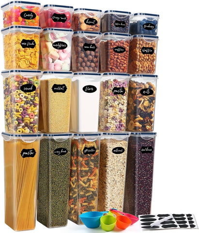 YASHE Plastic Food Storage Containers with Lids, New but only 13 in place not 20, no original box