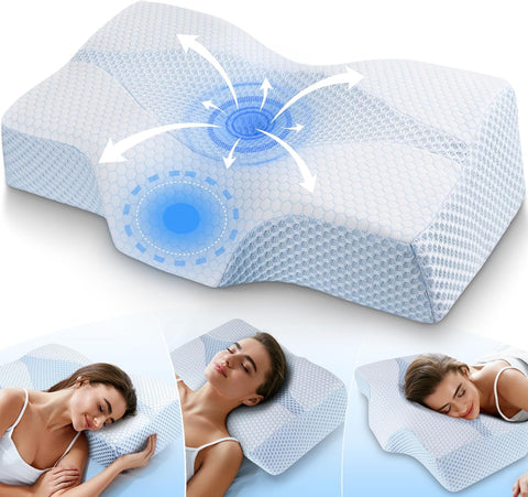 Hydomi Memory Foam Neck Support Pillow with Washable Cover- New but damaged scruffy box
