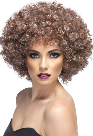 Smiffys Afro Wig, Blonde & Brown, 1970's Disco, new but open, scruffy box