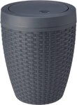 Addis Faux Rattan Round Swing Bathroom Bin, Charcoal 5l, condition new but lid heavily scratched