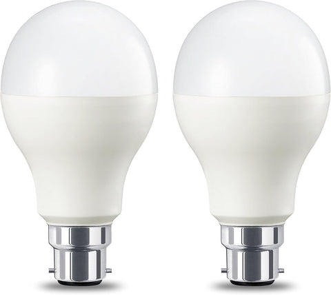 Amazon Basics LED B22 Bayonet Cap Bulb, 14W (Equivalent to 100W), Warm White, Dimmable- Pack of 2 , new , open scruffy box