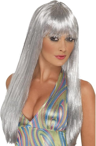Generique - Long silver wig for women, New but open scruffy box