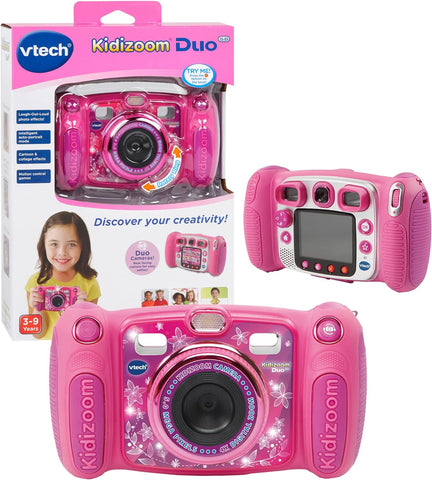 VTech Kidizoom Duo Camera, pink , used like new , no batteries , open, scruffy  box