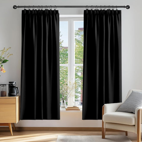 Deconovo Solid Pencil Pleat Curtains Tape Top Blackout  46x72'', New but no original packaging