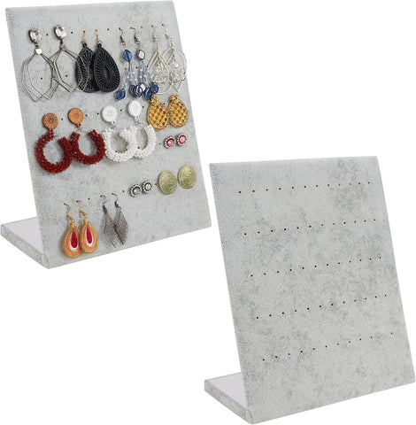 Grey Velvet Earring Jewellery Organiser and Display Holder (2 Pack), new, open/damaged box