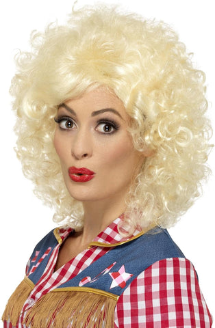 Smiffys Rodeo Doll Wig, Blonde Curly Western Style, New but open, scruffy box