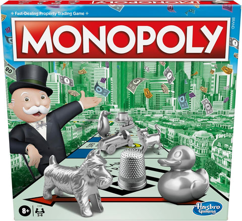 Hasbro Gaming Monopoly,  used-very good condition, 2 green houses and instructions missing, open-scruffy box