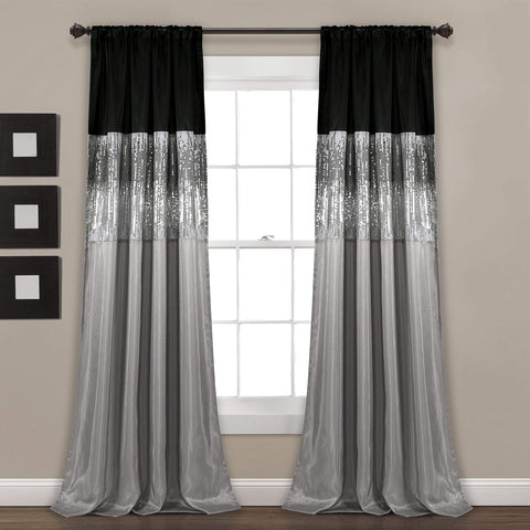 Lush Decor Night Sky Curtain Single Panel Silver and Black, 42" W x 84" L -New but no original packaging
