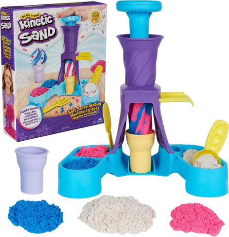 Kinetic Sand, Soft Serve Station with 396g of Play Sand, New but damaged box and damaged instructions