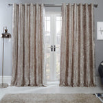 Sienna Crushed Velvet Eyelet Ring Top Pair of Fully Lined Curtains - Natural 66" x 54"- new but missing original packaging