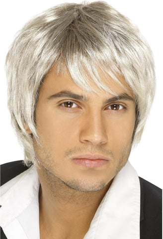 Smiffys Boy Band Wig, Blonde & Brown Short Style, New but open scruffy box