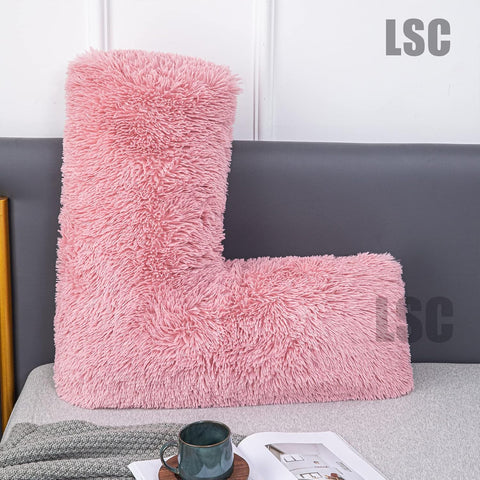 LSC Orthopedic V Pillow Soft & Fluffy Sherpa Teddy with Non-Allergenic Pillowcase 70 x 35 cm (Pink)- new  but no original packaging