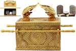 Ebros Matte Gold Holy Ark Of The Covenant With Ten Commandments Rod of Aaron and Manna , new, scruffy box
