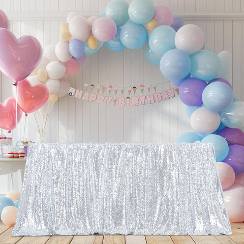 3E Home Silver Sequin Tablecloth,  Table Cover, 60" x 126" , new , no original packaging