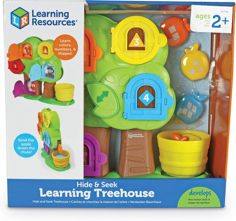 Learning Resources Hide & Seek Learning Treehouse, used-acceptable, number 1 red door is missing, damaged-scruffy box