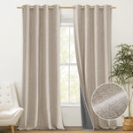 PONY DANCE 100% Blackout Curtain - Beige Linen Look Curtains Thermal , 52 inches Wide x 90 inches Black Out Window Drapes , 2 panels , new , no original packaging