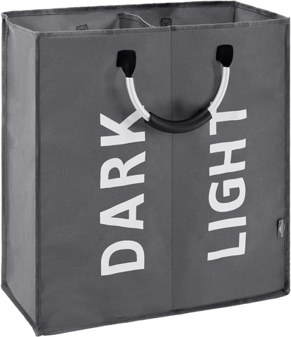 DOKEHOM 80L Large Collapsible Washing Laundry Basket Bag with 2 Sections , dark grey  , new , missing original packaging