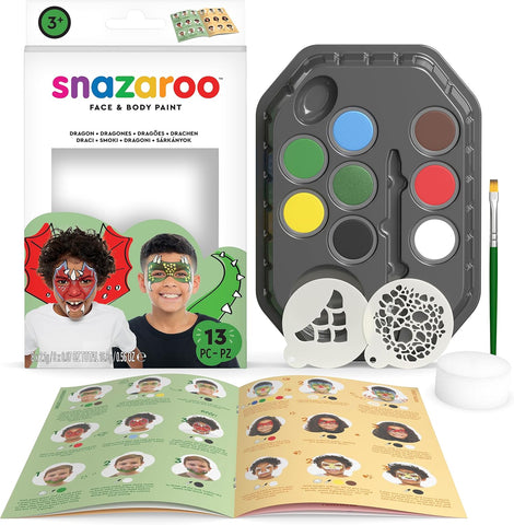 Snazaroo Dragons & Dinosaurs Face Painting Palette Kit, 8 Colours, New, scruffy box