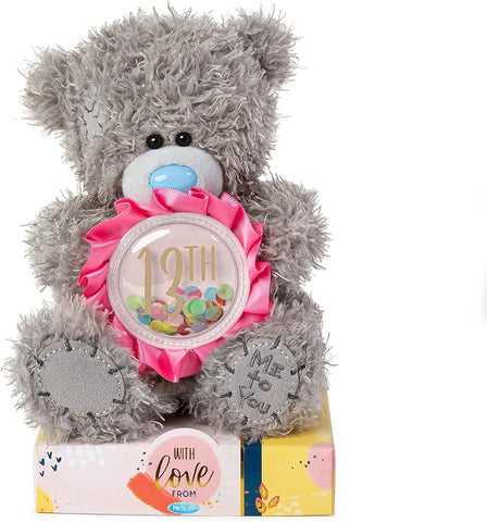 Me To You Bear 7" 13th Birthday Rosette, Gray, New but no original packaging