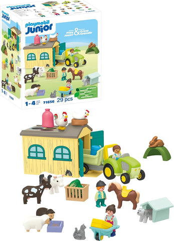 Playmobil JUNIOR: Farm Adventure with Tractor, Used- very good, open, scruffy box