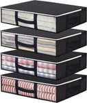 Vieshful 4 Pack Underbed Storage Bags 40L Foldable, Black, condition new, scruffy packaging