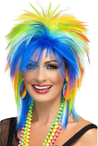 Smiffys 80s Rainbow Punk Wig, new but open scruffy box