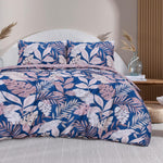 Sleepdown Tropical Palm Tree Floral Blush Pink Navy Reversible - King (230cm x 220cm) new but missing pillowcases, no original packaging