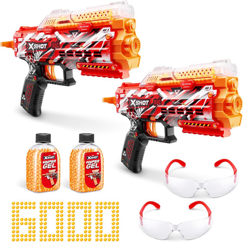 XSHOT Hyper Gel Stinger Blaster x2, used-good condition, 1 pair of glasses missing, open-scruffy box