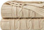 NTBAY 100% Pure Cotton Cable Knit Throw Blanket, Khaki, 130x170 cm new in original packaging